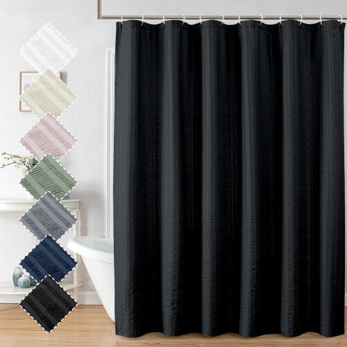 Aiyufeng Moga 3D Embossed Waterproof Fabric Shower Curtain  Hotel Quality Soft Black Shower Curtain Fabric  LightWeight Cloth