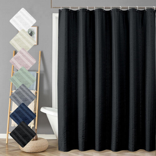 Aiyufeng Moga Black Shower Curtain 84 Inches Long  3D Embossed Textured Fabric Shower Curtain for Bathroom  Soft Cloth  Hotel