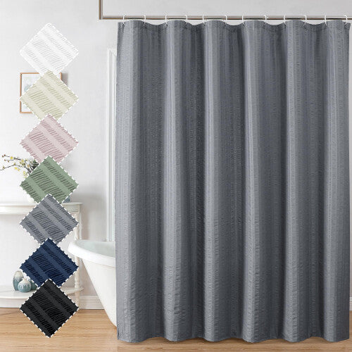 Aiyufeng Moga Grey Shower Curtain 84 Inches Long  3D Embossed Textured Fabric Shower Curtain for Bathroom  Soft Cloth  Hotel S