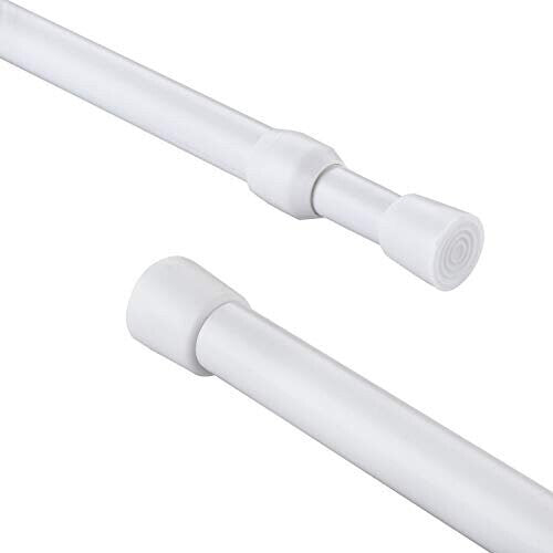 Aluminium Extendable Curtain Rod Tension Pole Easy Fitting For Net Curtains, Shower Curtains or Voile, Length 105-190cm, Diameter 1.6cm