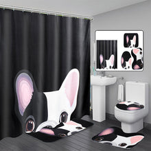 Animal Lovely Dog Printed Shower Curtain Drapes Set Polyester Bath Curtains Toilet Mats