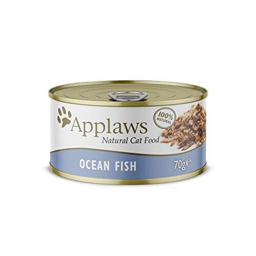 Applaws 100% Natural Wet Cat Food, Ocean Fish In Broth, 70 g Tin (Pack of 24)