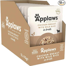 Applaws 100% Natural Wet Cat Food Pouch, Chicken with Wild Rice in Broth 70 g Pouches (Pack of 12)