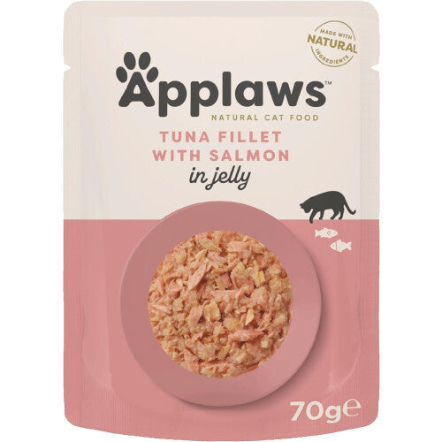 Applaws Natural Wet Cat Food, Tuna with Salmon in Jelly 70 g Pouch (Pack of 16)