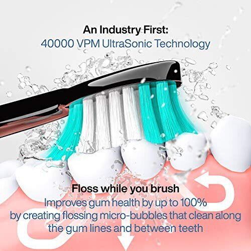 AquaSonic Black Series Ultra Whitening Toothbrush - 8 DuPont Brush Heads & Travel Case Included - Ultra Sonic 40,000 VPM Motor & Wireless Charging - 4