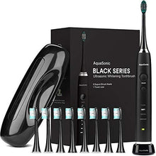 AquaSonic Black Series Ultra Whitening Toothbrush - 8 DuPont Brush Heads & Travel Case Included - Ultra Sonic 40,000 VPM Motor & Wireless Charging - 4