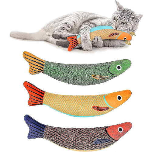 (As show, One size) Catnip Toy, 3pcs Cat Chew Toys, Bite Resistant Catnip Toys With Bell Inside, Plush Cartoon Kitten Teething Interactive Toy