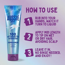 AUSSIE Super Serum Leave In Conditioner Hair Serum Treatment For Dry Damaged Hair 100 Hours of Hydration Smooth Prevent Split Ends Boost Shine 160ml