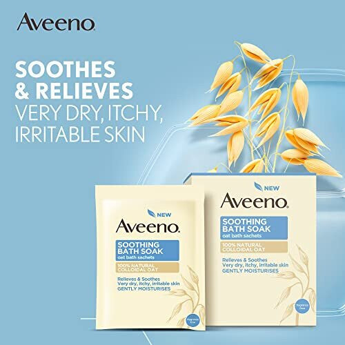 Aveeno, Soothing Bath Soak, Relieves Very Dry Itchy Irritable Skin, with 100 % Natural Colloidal Oat, 42 g x 8 sachets