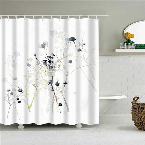 (B, 150*180cm/59*70.8in) 3D Modern Floral Shower Curtains