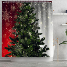 (B) 180x180CM Christmas Tree Shower Curtain Set Non-Slip Rugs Toilet Lid Cover Bath Mat Bathroom Decor Set