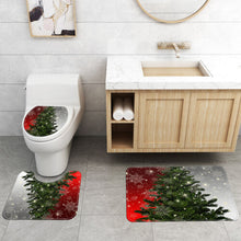 (B) 180x180CM Christmas Tree Shower Curtain Set Non-Slip Rugs Toilet Lid Cover Bath Mat Bathroom Decor Set