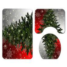 (B) 180x180CM Christmas Tree Shower Curtain Set Non-Slip Rugs Toilet Lid Cover Bath Mat Bathroom Decor Set