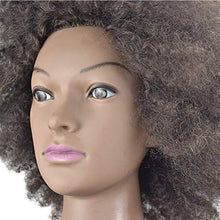 Ba Sha Training Head African American with 100% Human Hair Mannequin Head Cosmetology Afro Hair Manikin Head for Practice Styling Braiding