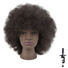 Ba Sha Training Head African American with 100% Human Hair Mannequin Head Cosmetology Afro Hair Manikin Head for Practice Styling Braiding