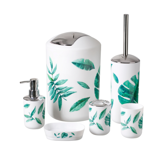 Bath Accessory Set Bin Soap Dispenser Toothbrush Tumbler Toilet Brush