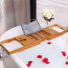 Bath Tray Adjustable Bamboo Bath Caddy with Free Soap Holder