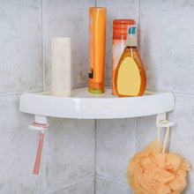 Bathroom Corner Shelf No Drilling Wall Storage Holder Rack With Hooks