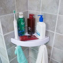 Bathroom Corner Shelf No Drilling Wall Storage Holder Rack With Hooks