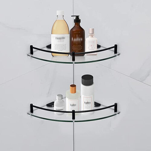 Bathroom Shelves, Bathroom Glass Corner Shelf ,Tempered Glass Shelf for Storing Shower Gel/Soap-A