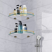 Bathroom Shelves, Bathroom Glass Corner Shelf ,Tempered Glass Shelf for Storing Shower Gel/Soap-A