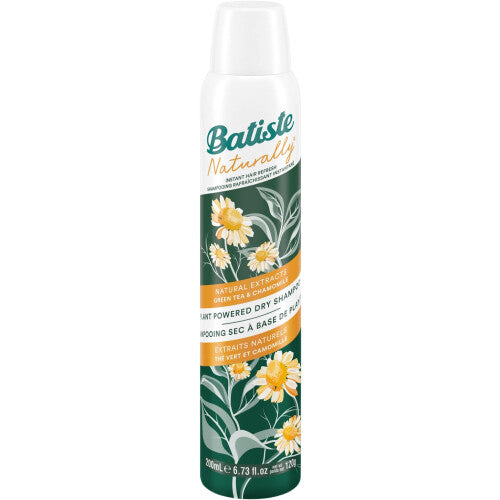 Batiste Naturally Dry Shampoo, Green Tea & Chamomile, Refresh Hair and Absorb Oil Between Washes 200 ml