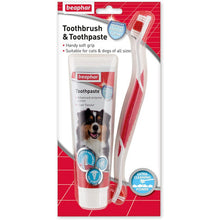 Beaphar | Toothbrush & Toothpaste Dental Care Kit | For Dogs & Cats Double-Ended Toothbrush & Liver-Flavoured Enzymatic Toothpaste, 100g Tube