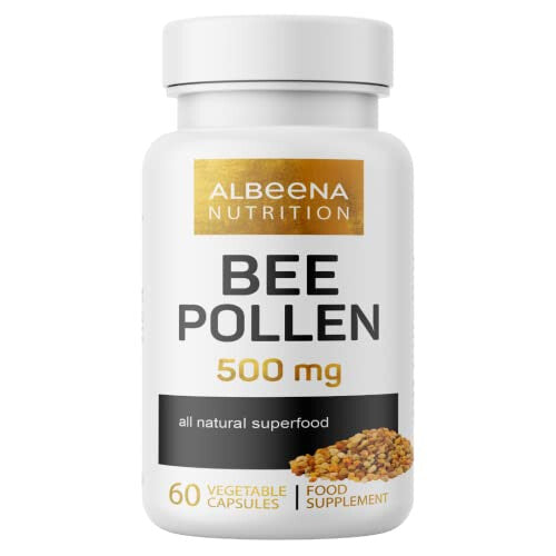 BEE Pollen Capsules | Natural Bee Pollen Powder from Transylvania | Hayfever Allergy Relief | 60 Vegetable Capsules | Immunity Booster Supplement