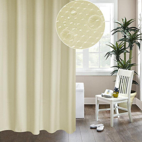 (Beige, 180 x 180) Embossed Waffle Shower Curtain Waterproof Mildew Proof Thickening Bathroom Curtain