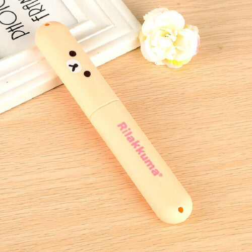 (Beige) Toothbrush Portable Cover Holder Bear Storage Box Outdoor Travel Cap Protector