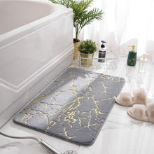 (Black, 50x80cm) Non-Slip Soft Thick Absorbent Marble Design Bathroom Mat