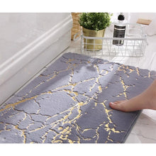 (Black, 50x80cm) Non-Slip Soft Thick Absorbent Marble Design Bathroom Mat