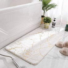 (Black, 50x80cm) Non-Slip Soft Thick Absorbent Marble Design Bathroom Mat