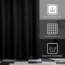 Black Bathroom Shower Curtains 72 inches Long Waffle Waterproof Fabric Farmhouse Modern Square Textured Shower Curtains with Hooks Bathroom72