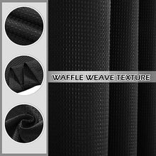 Black Bathroom Shower Curtains 72 inches Long Waffle Waterproof Fabric Farmhouse Modern Square Textured Shower Curtains with Hooks Bathroom72