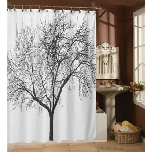 (Black Big Tree) Waterproof Bathroom Fabric Shower