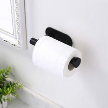 (Black) Chrome Wall Mounted Toilet Roll Holder Stainless Steel Paper Stand Stick on Wall