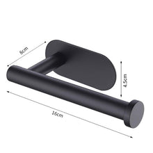 (Black) Chrome Wall Mounted Toilet Roll Holder Stainless Steel Paper Stand Stick on Wall