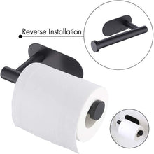 (Black) Chrome Wall Mounted Toilet Roll Holder Stainless Steel Paper Stand Stick on Wall