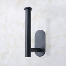 (Black) Chrome Wall Mounted Toilet Roll Holder Stainless Steel Paper Stand Stick on Wall