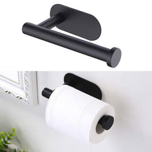 (Black) Chrome Wall Mounted Toilet Roll Holder Stainless Steel Paper Stand Stick on Wall