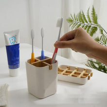 (black) Eco-friendly Bamboo Toothbrush Holder Caddy Pot