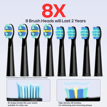 (Black) Electric Toothbrush, Rechargeable Electric Toothbrush with 8 Brush Heads, 40,000 VPM, 5 Cleaning Modes with Teeth Whitening, 30 Day Battery Life