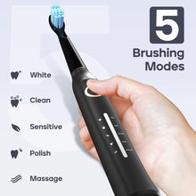 (Black) Electric Toothbrush, Rechargeable Electric Toothbrush with 8 Brush Heads, 40,000 VPM, 5 Cleaning Modes with Teeth Whitening, 30 Day Battery Life