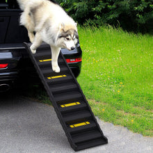 (Black) Folding Portable Dog Pet Stairs Ramp