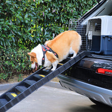 (Black) Folding Portable Dog Pet Stairs Ramp