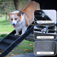 (Black) Folding Portable Dog Pet Stairs Ramp