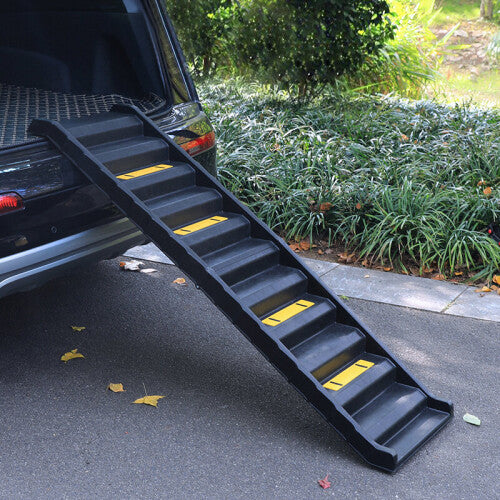 (Black) Folding Portable Dog Pet Stairs Ramp