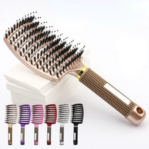 (black) Hair Brush Scalp Massage Comb Bristle Nylon Women Wet Curly Detangle Brush