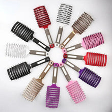 (black) Hair Brush Scalp Massage Comb Bristle Nylon Women Wet Curly Detangle Brush